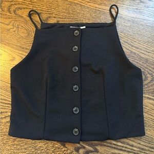 NWT H&M Black Jersey Vest, Button-Up Women's Top - Size XS